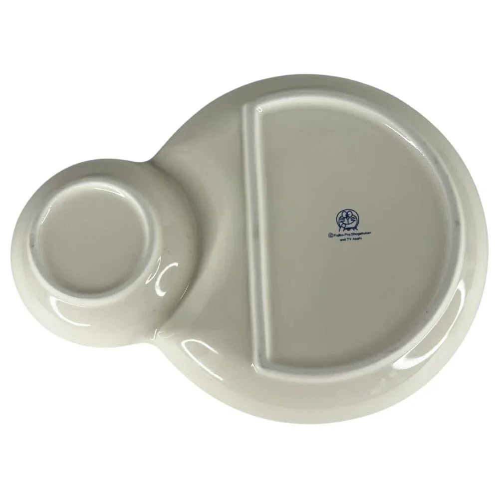 Doraemon Ceramic Breakfast Plate Dipping Cup Combo White And‎ Blue Design Anime